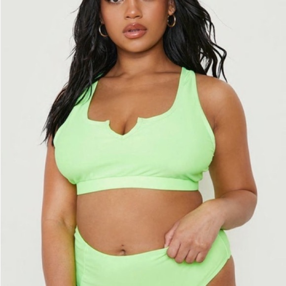 Boohoo plus essentials notch neck bikini top & high waisted bikini brief size 18 - Picture 7 of 7